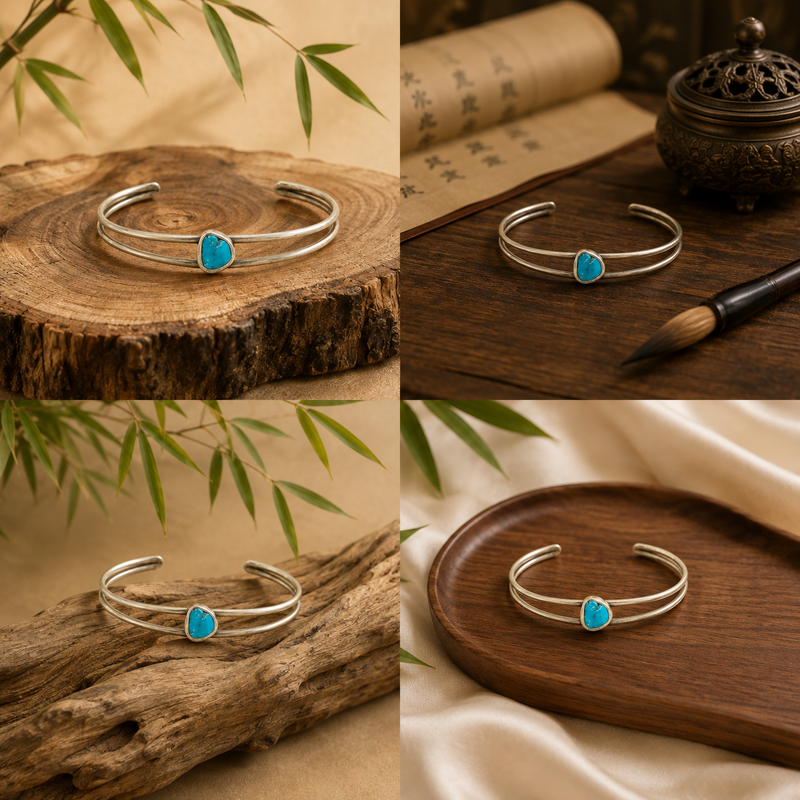 Small Sterling Silver Turquoise Cuff Bracelet
