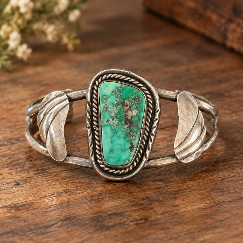 Sterling Silver Single-Stone Turquoise Cuff Bracelet
