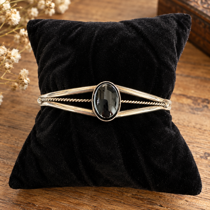 Sterling Silver Onyx Cuff Bracelet