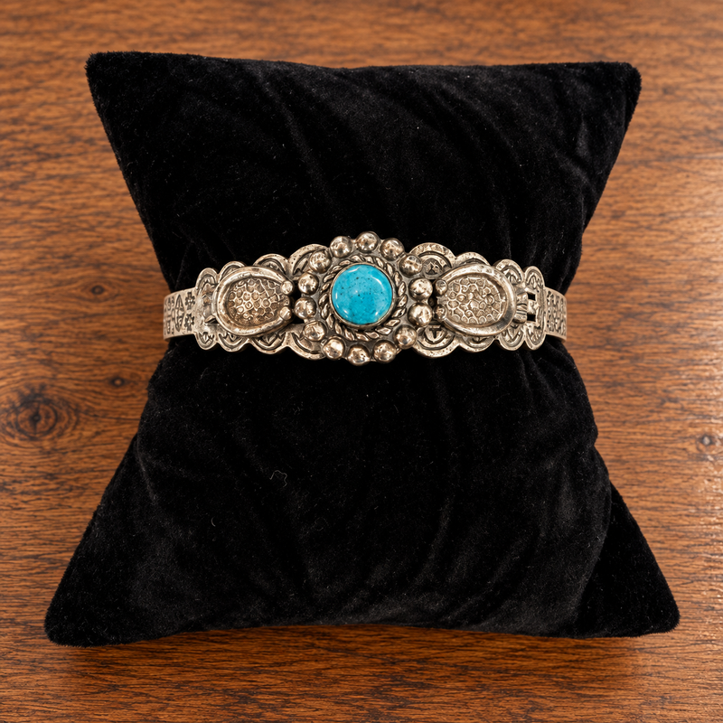 Turquoise Engraved Cuff Bracelet