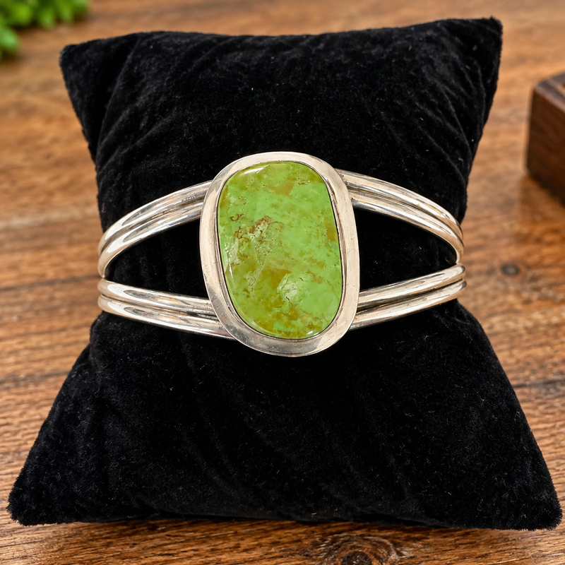 Ronald Tom Sterling Silver Green Stone Cuff