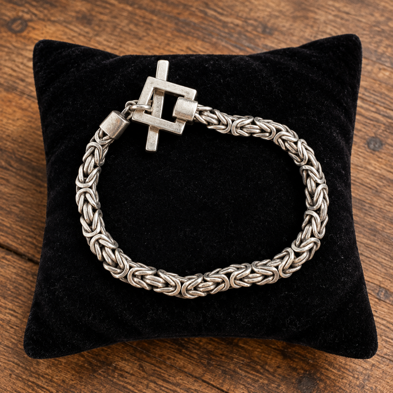 Sterling Silver Byzantine Chain Toggle Bracelet