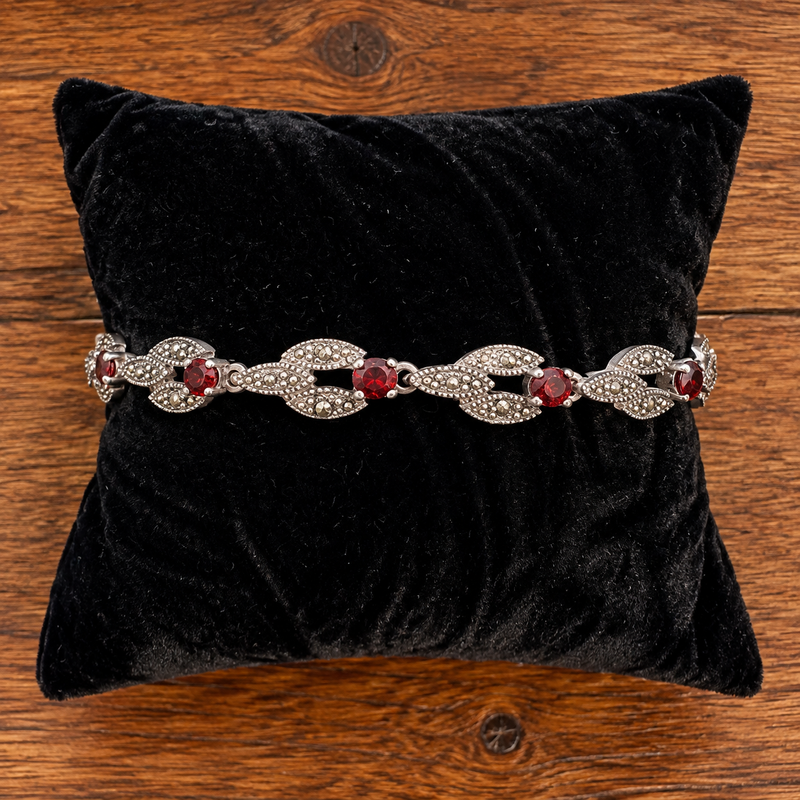 Sterling Silver Multi Stone Marquise Link Bracelet