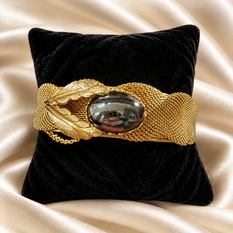 Gold Tone Hematite Bangle Bracelet