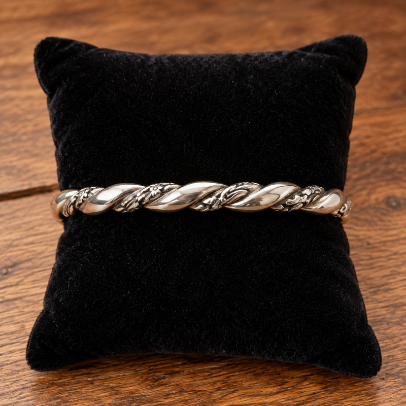 Victorian Sterling Silver Twisted Bangle