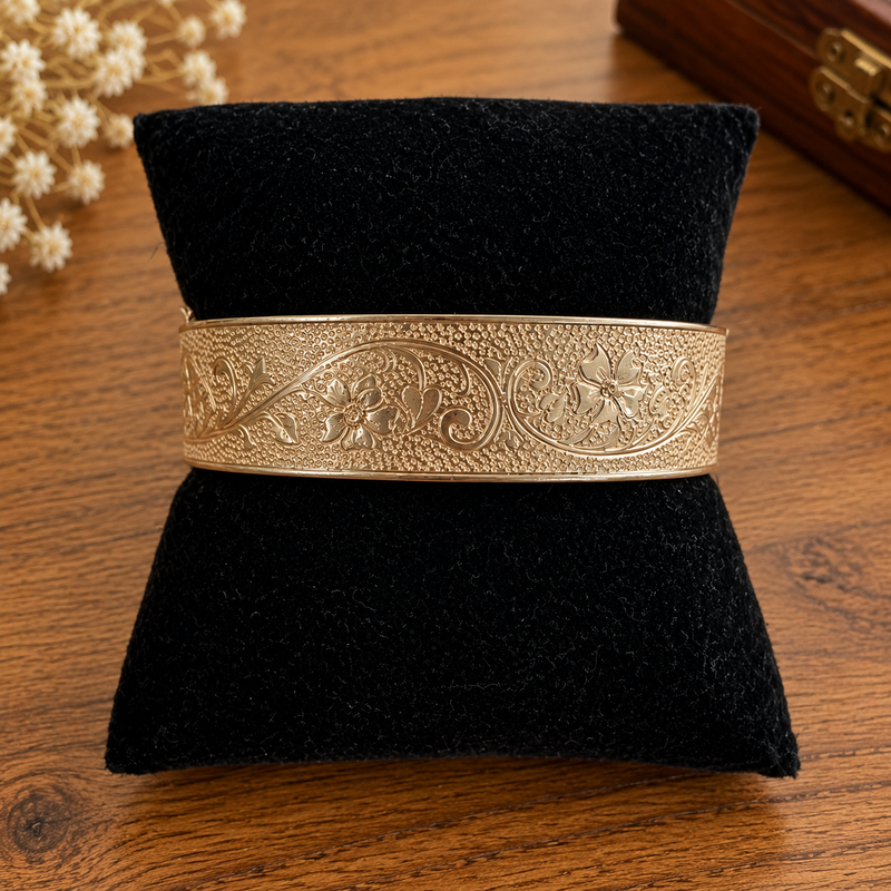 Victorian Gold Filled Etched Bangle Bracelet