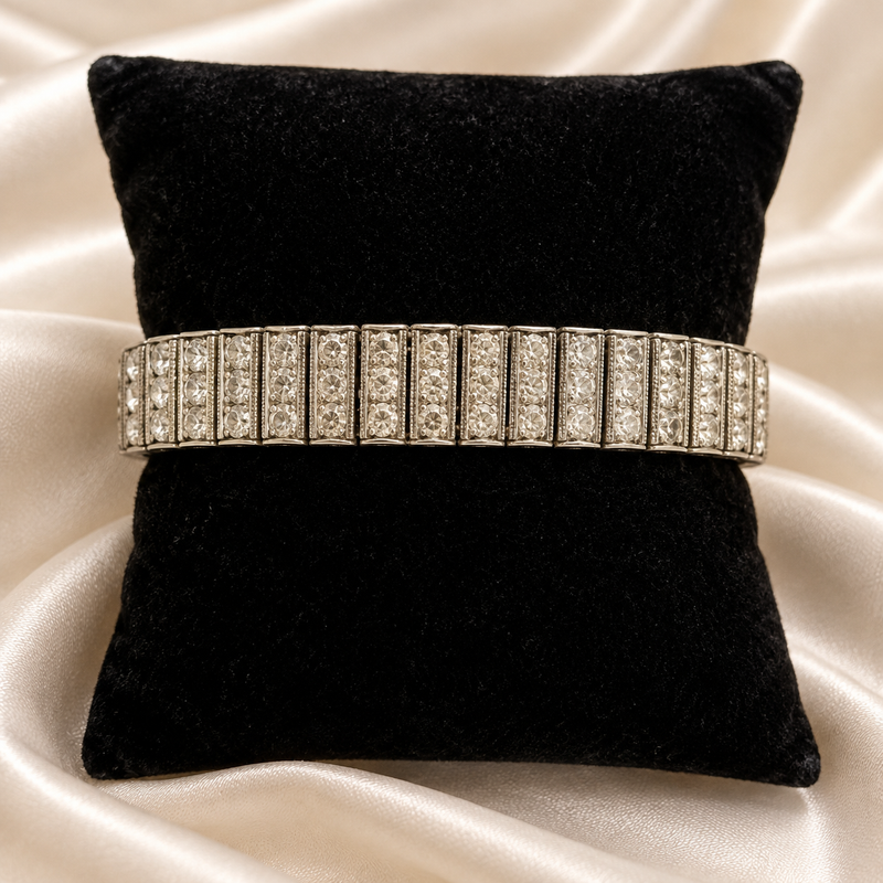 Art Deco Sterling Silver Paste Stone Bracelet