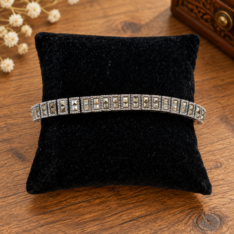 Sparkling Marcasite and Sterling Silver Cuff