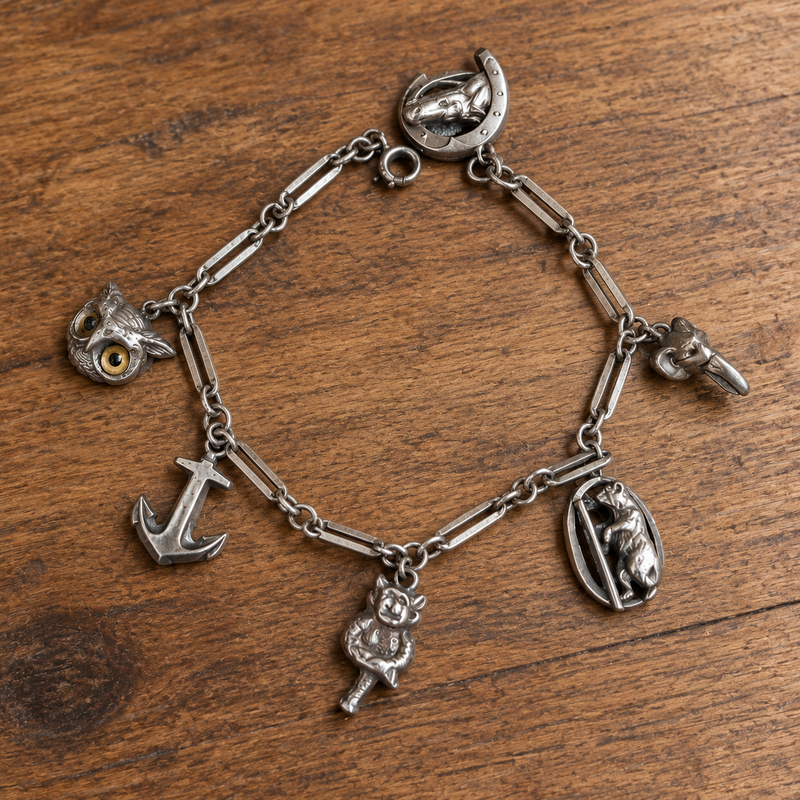 Sterling Silver Vintage Charm Bracelet