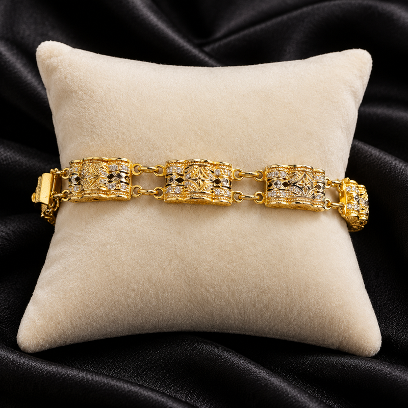 Victorian Gold-Filled Engraved Link Bracelet
