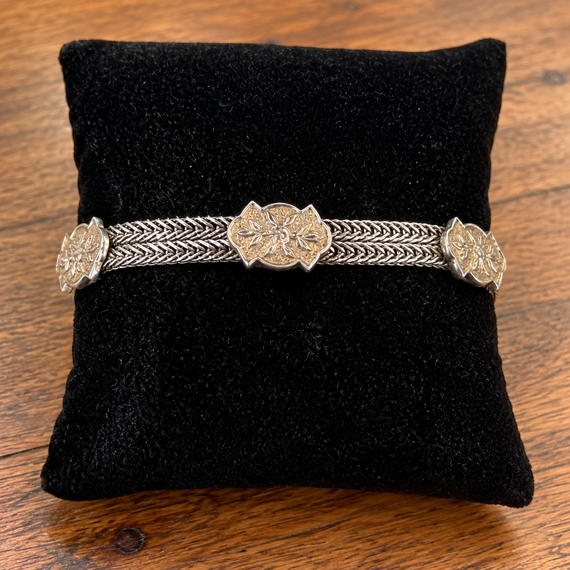Sterling Silver Flower Charm Bracelet