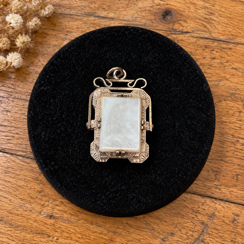 Victorian Gold Filled Mother of Pearl Flip Fob – Vintage Pocket Watch Style Pendant