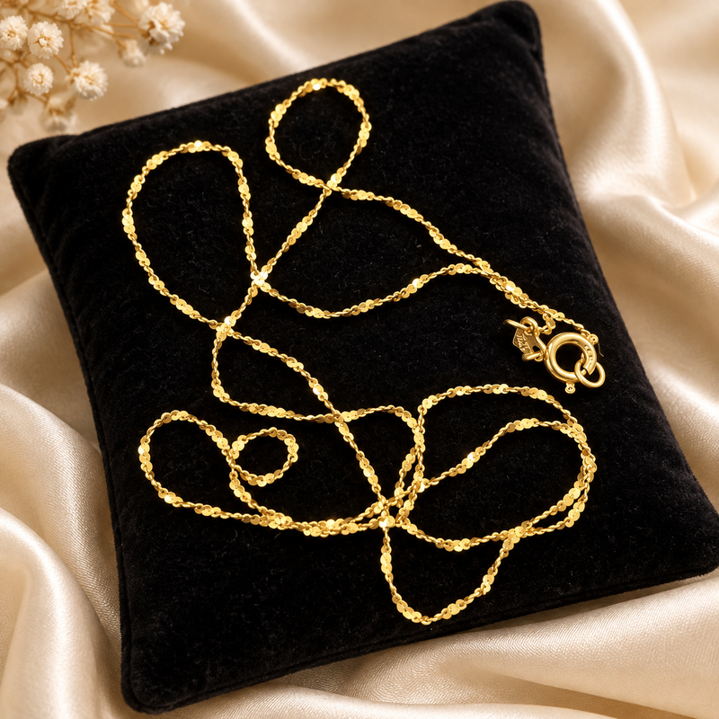 14K Gold Chain Necklace 15 Inch Fine Link Chain for Women
