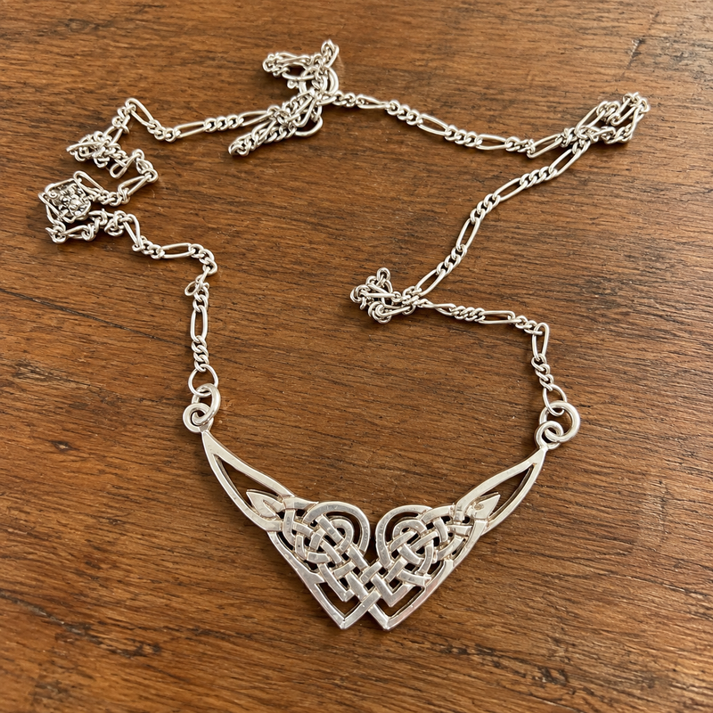 Sterling Silver Celtic Knot Necklace 17" Intricate Infinity Pendant Jewelry