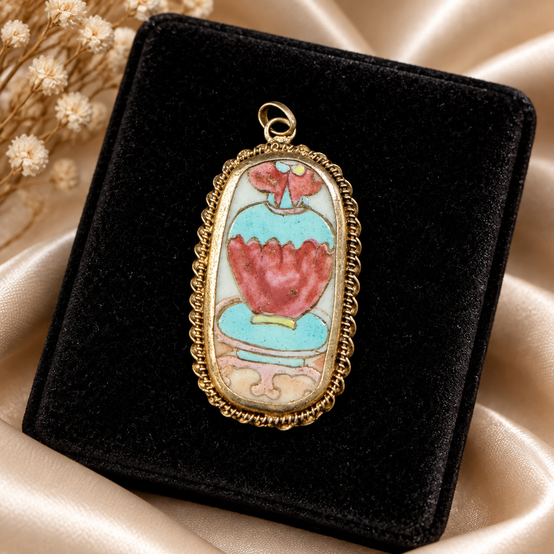 Vintage Hand Painted Porcelain Floral Pendant
