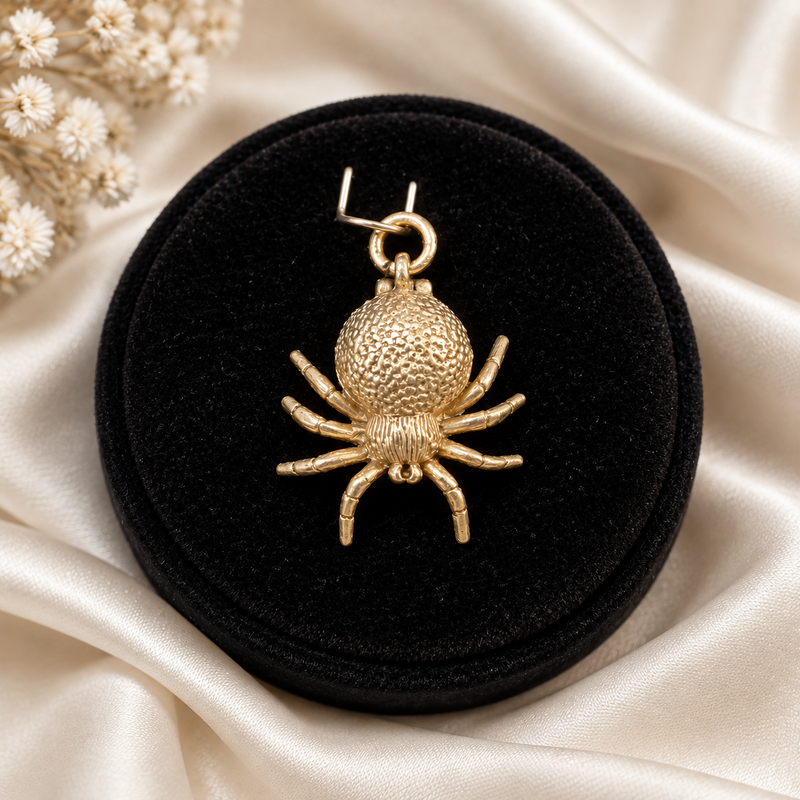 14K Gold Spider Charm – Vintage Animal Pendant