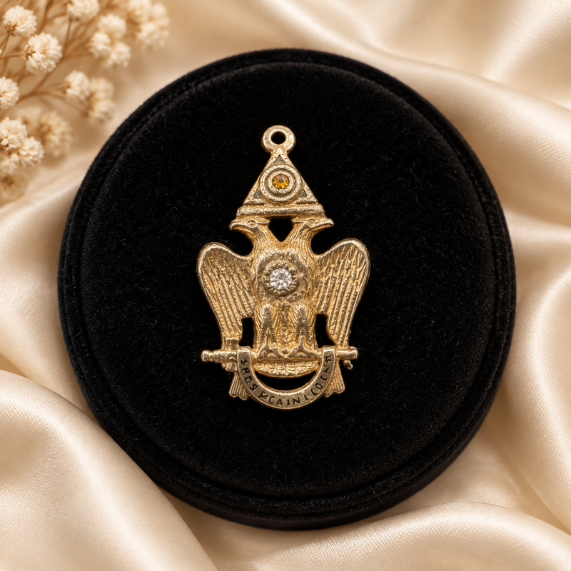 Antique Gold Masonic Eagle Design Charm