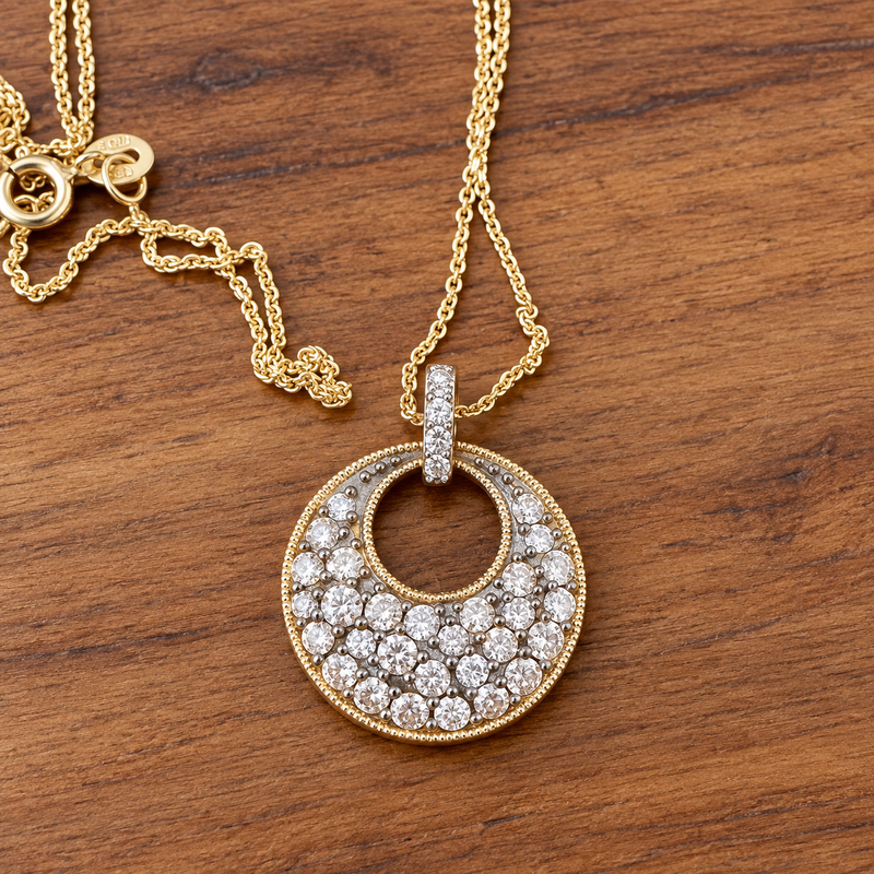 14K Diamond Circle Necklace 20"