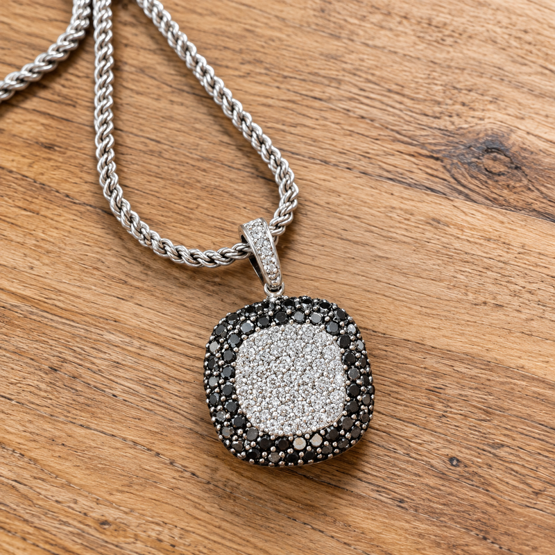 'EFFY' 14k Diamond & Sapphire pendant on a sterling silver chain 17”