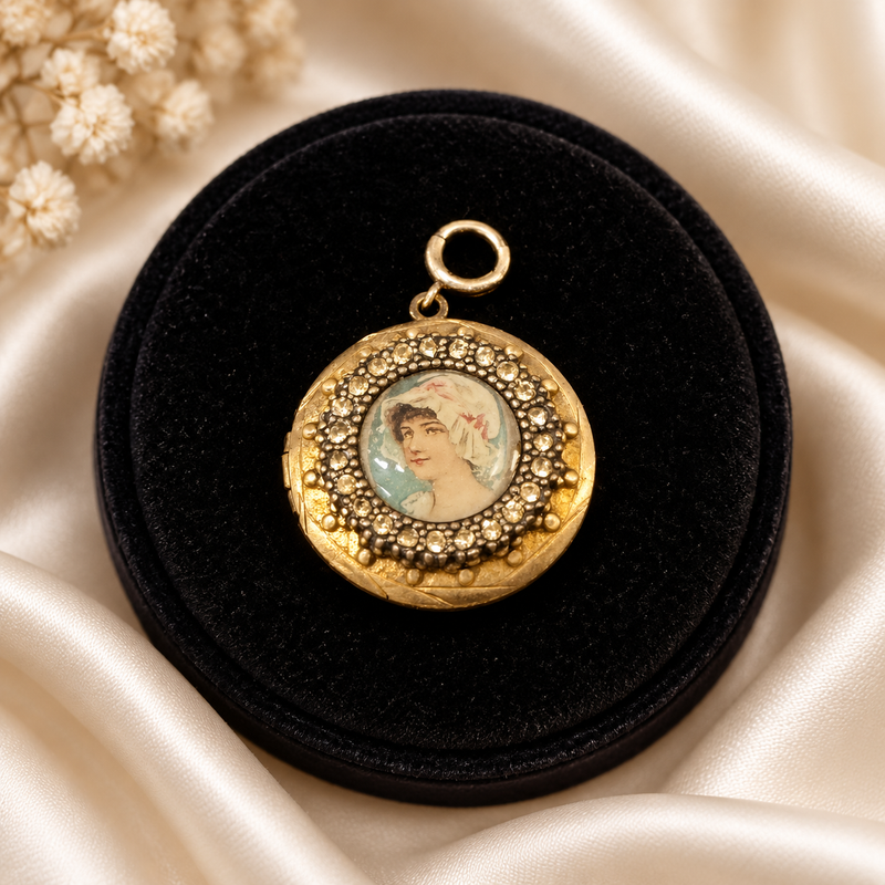 Vintage Gold Filled Cameo Pendant Necklace with 20" Chain – Antique Woman Portrait Medallion