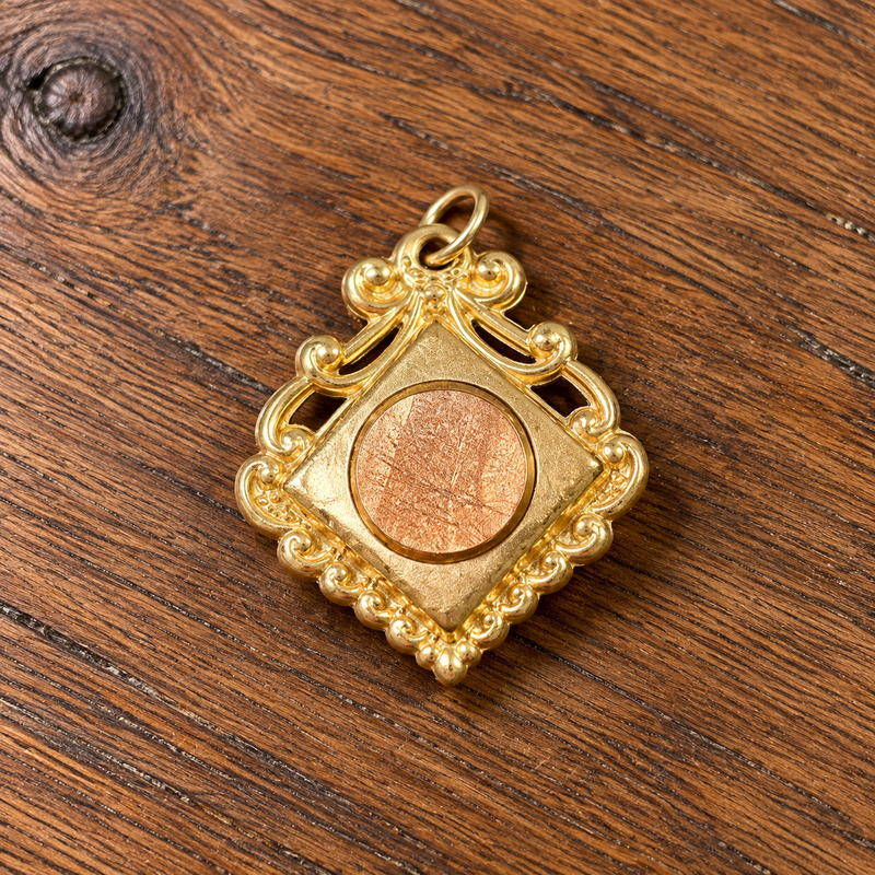 Victoria gold filled goldstone & carnelian FOB 1 - 1/8” x 1- 1/8”