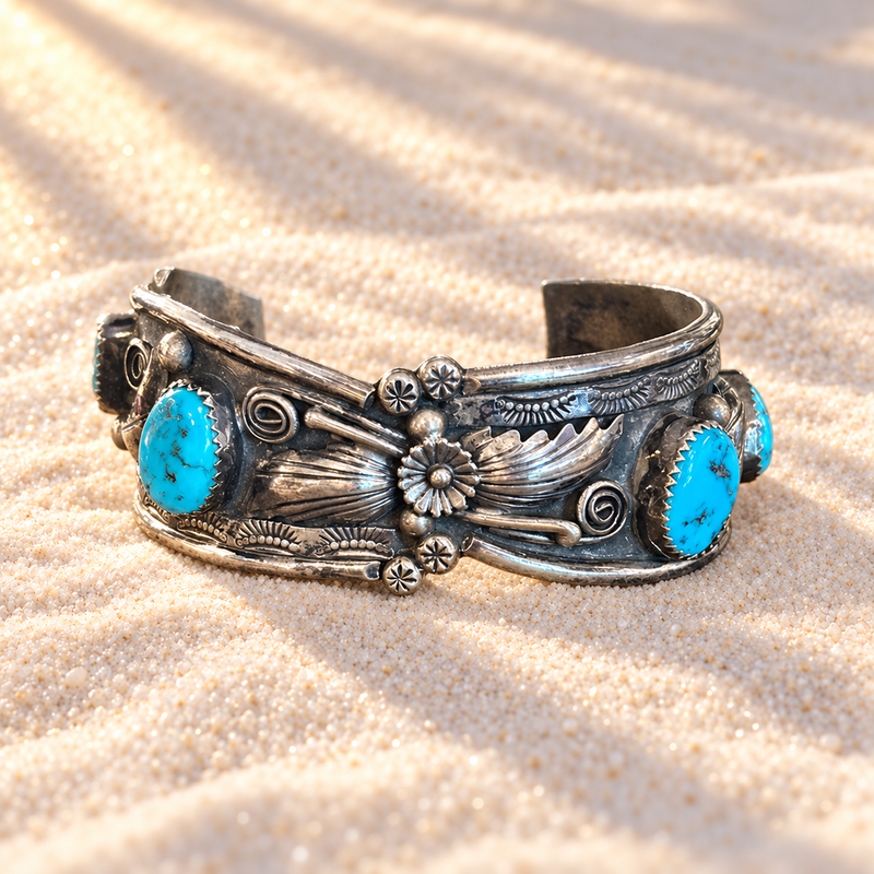 Sterling Silver American Indian Turquoise Cuff