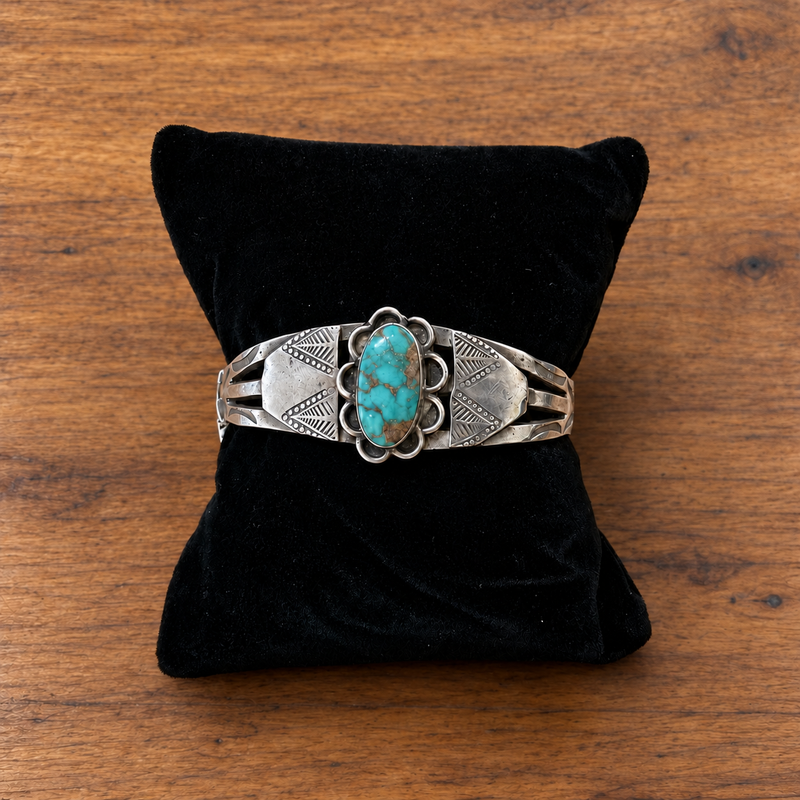 Sterling Silver American Indian Turquoise Cuff