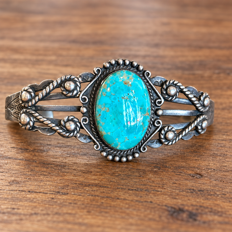 Sterling Silver American Indian Turquoise Cuff