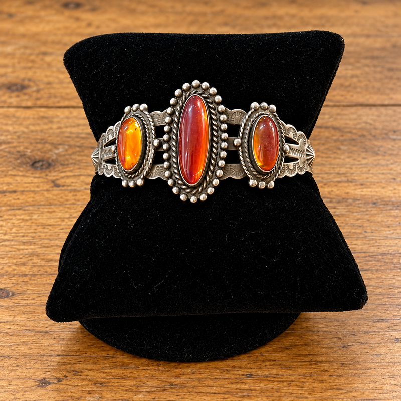 Vintage Sterling Silver Dragon’s Breath Navajo Cuff