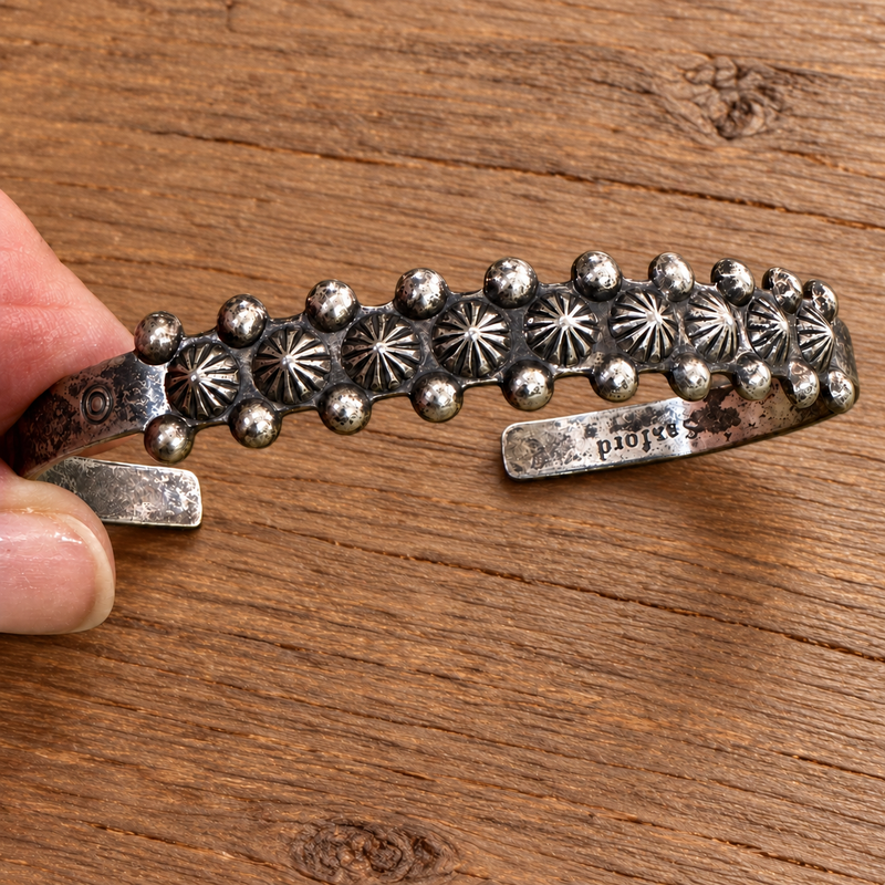 Sterling Silver Petit Point Cuff Bracelet