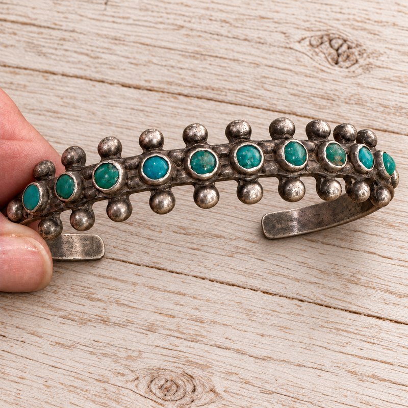 Vintage Petit Point Turquoise Cuff Bracelet