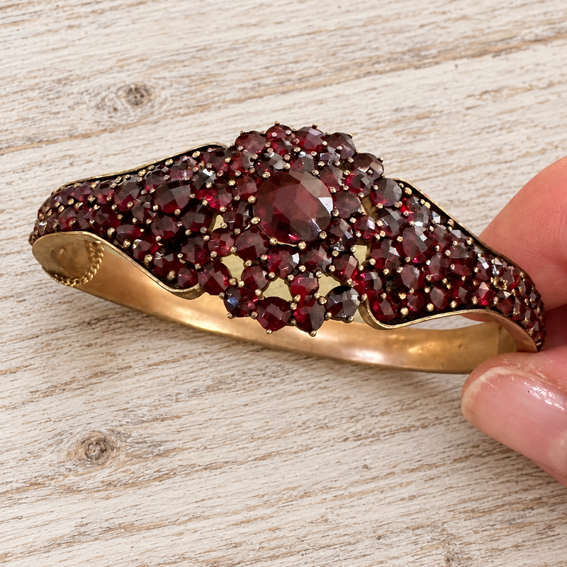 Vintage Victorian Garnet Cuff Bracelet