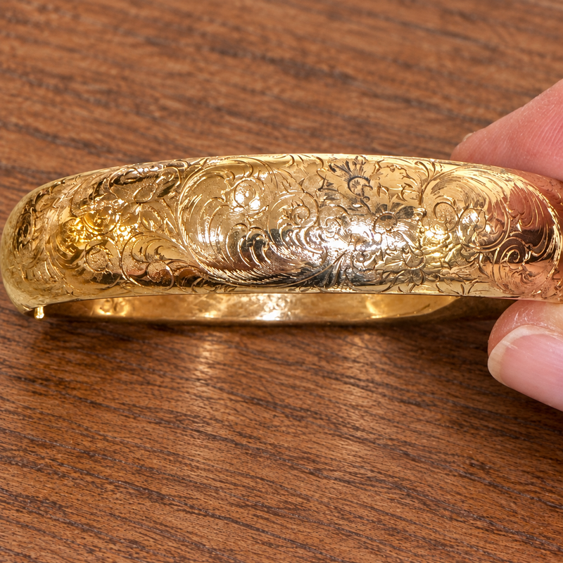 Victorian Gold Filled Etched Bangle