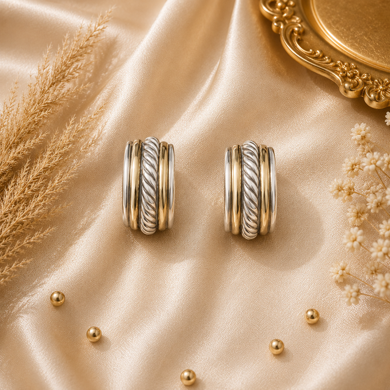 Sterling Silver Twisted Hoop Earrings