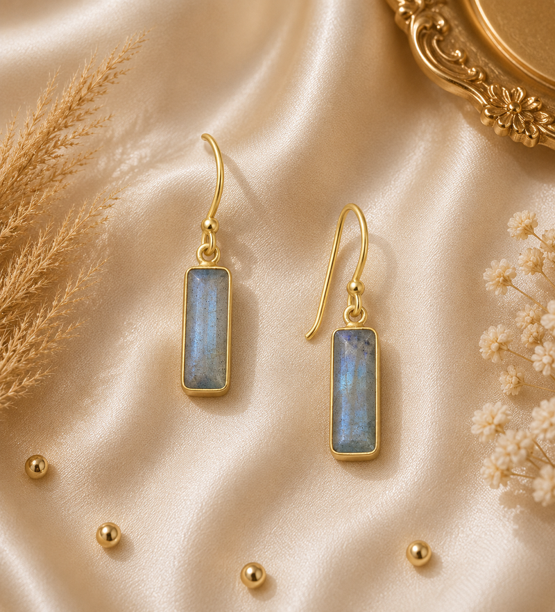 18K Gold Plated Labradorite Drop Earrings