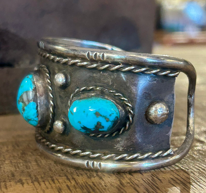 Vintage Navajo Sterling Silver and turquoise cuff
