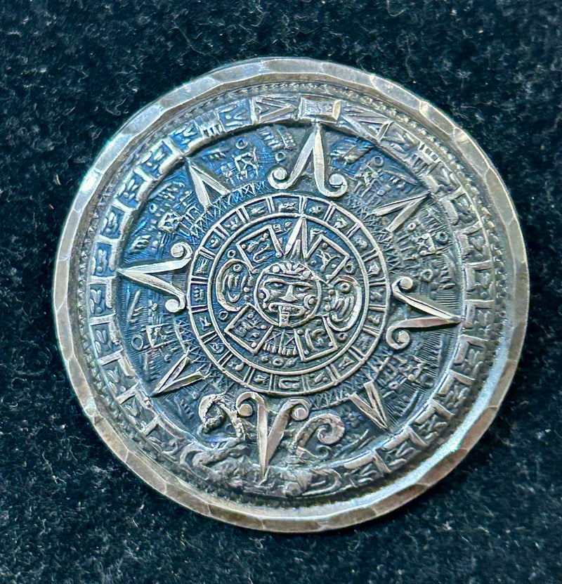 Vintage Aztec Calendar Pin/brooch