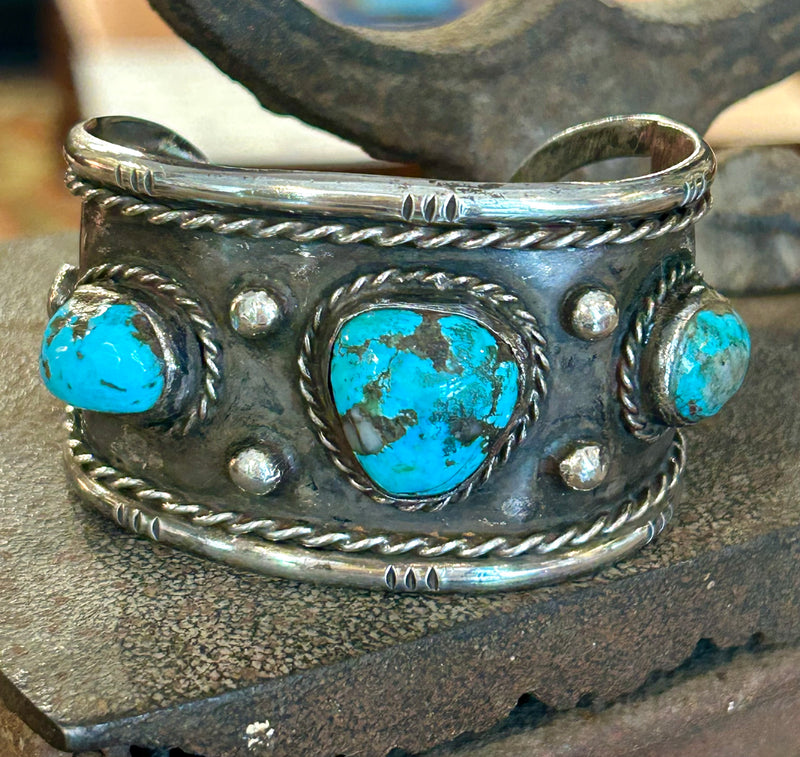 Vintage Navajo Sterling Silver and turquoise cuff