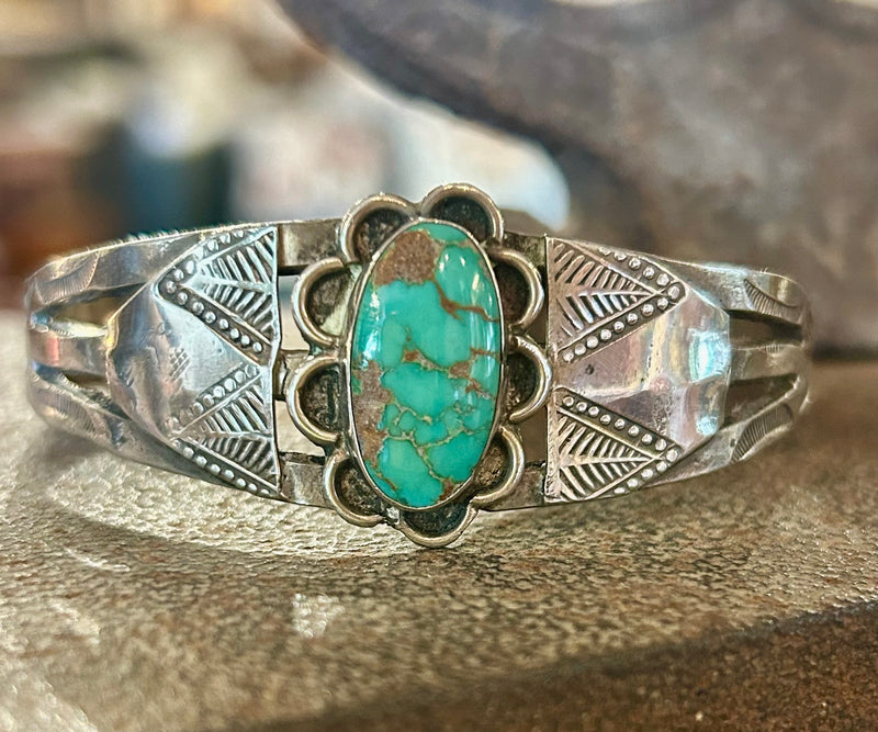 Sterling Silver American Indian Turquoise Cuff