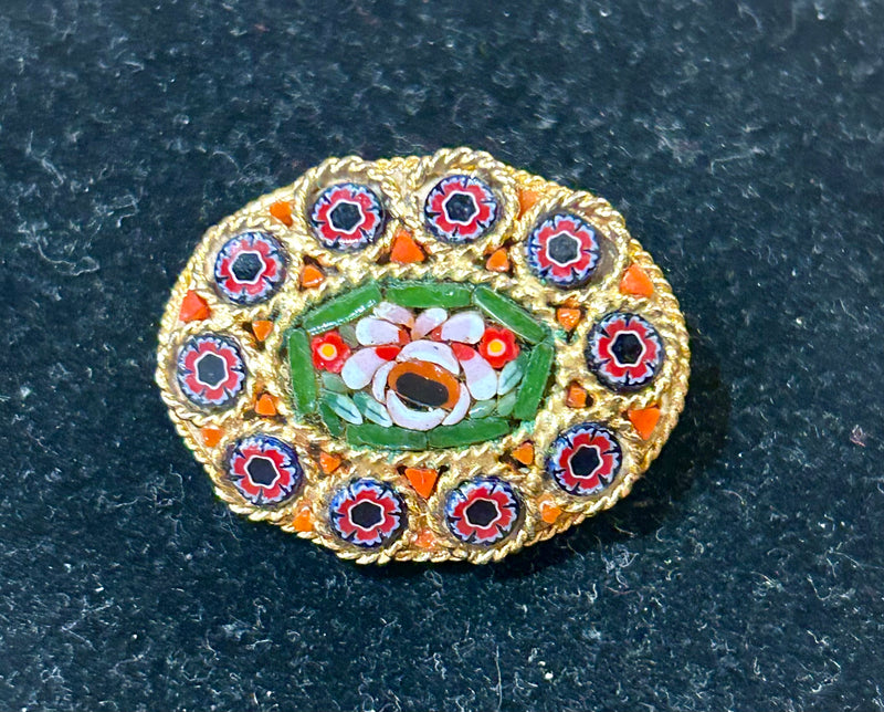 Vintage Micro mosaic pin Italy