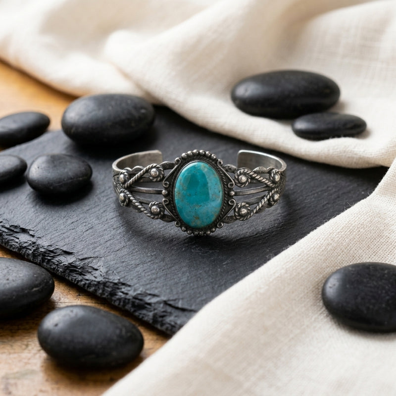 Sterling Silver American Indian Turquoise Cuff