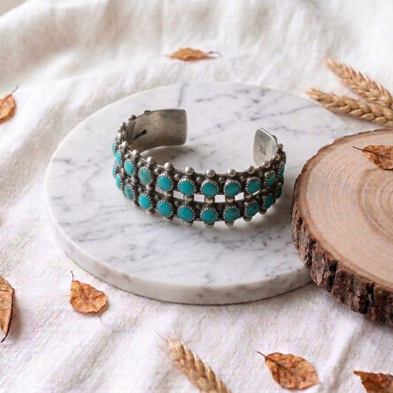 Sterling Silver American Indian Turquoise Cuff
