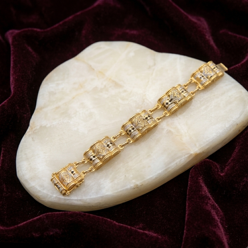 Victorian Gold-Filled Engraved Link Bracelet