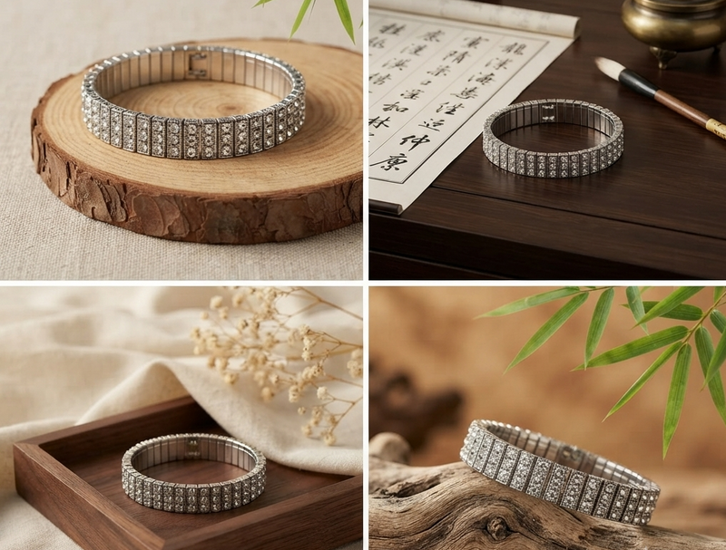 Art Deco Sterling Silver Paste Stone Bracelet