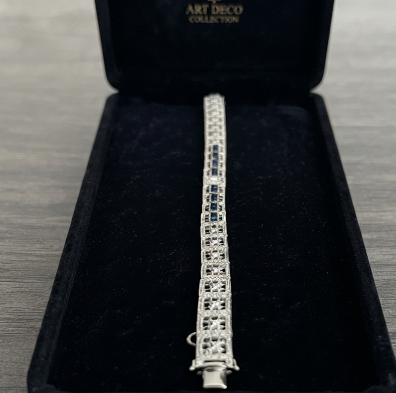 Vintage Sapphire & Diamond Platinum Bracelet