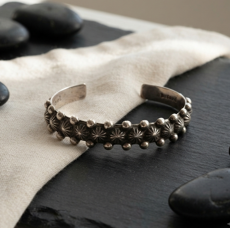 Sterling Silver Petit Point Cuff Bracelet