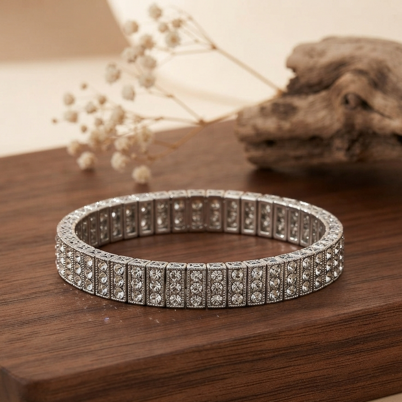 Art Deco Sterling Silver Paste Stone Bracelet