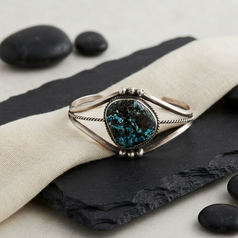 1950s Turquoise Navajo Silver Cuff Bracelet