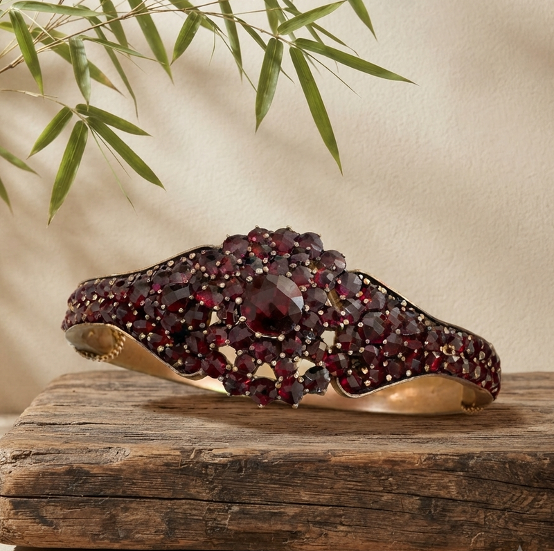 Vintage Victorian Garnet Cuff Bracelet