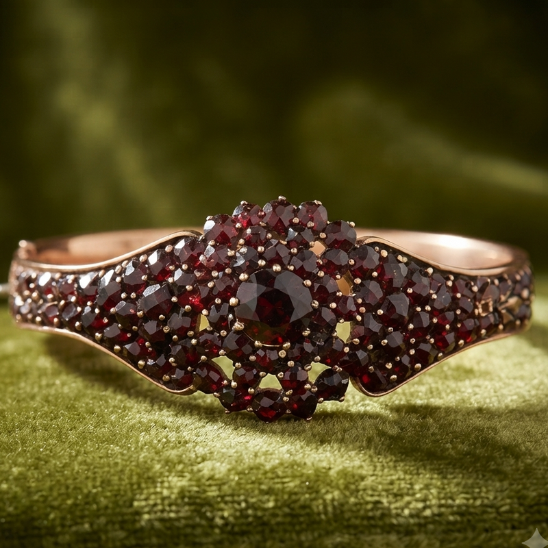 Vintage Victorian Garnet Cuff Bracelet
